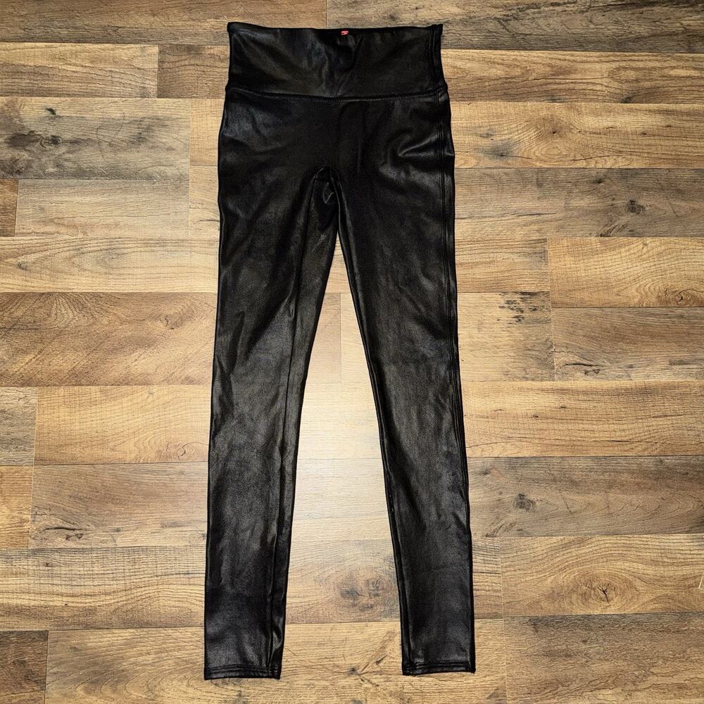 Spanx Black Faux Leather Leggings‎ Womens Small High Waist